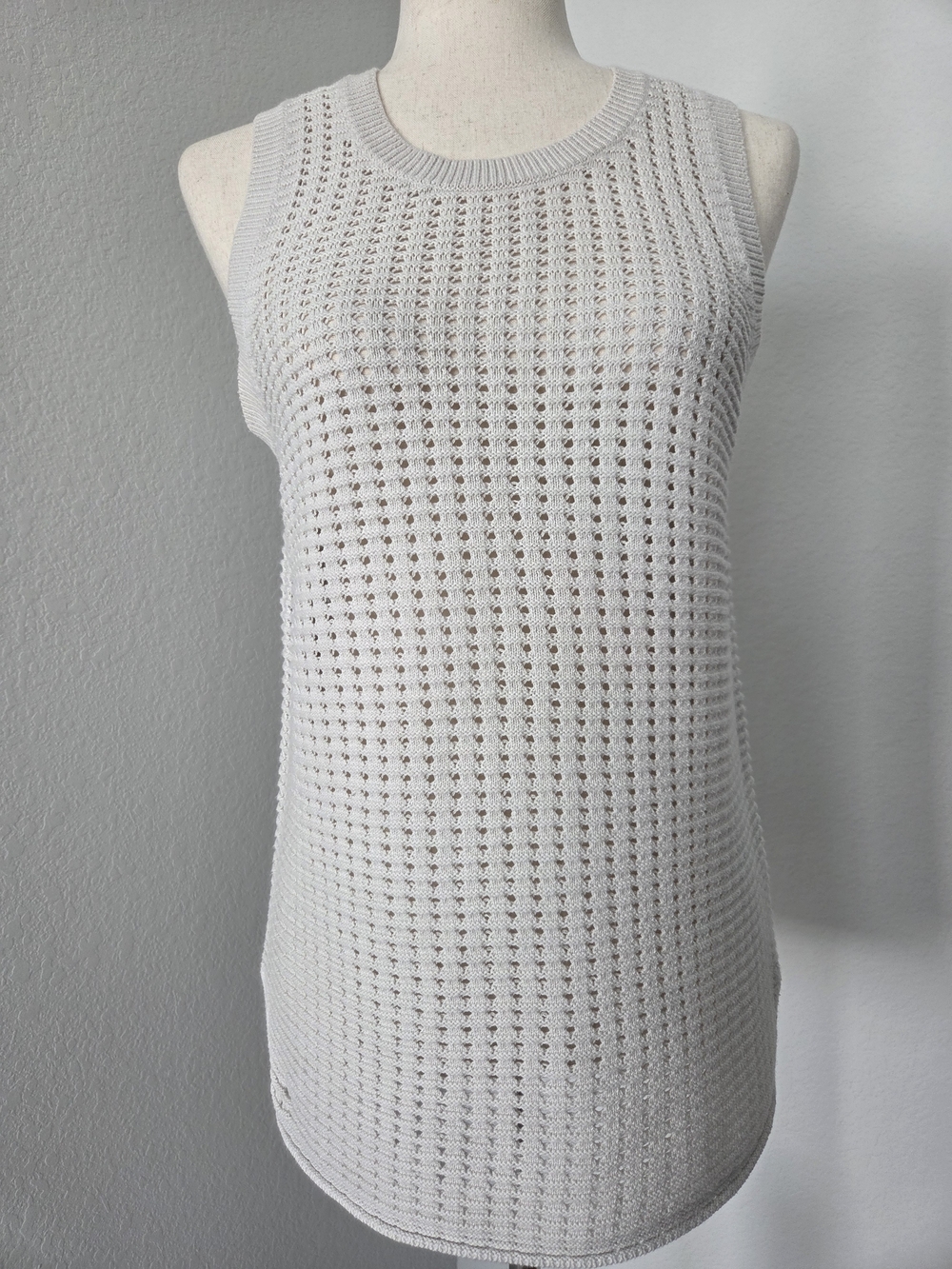 Womens Top Banana Republic Open Knit Sleeveless Tank Cream, Off White Sz Medium
